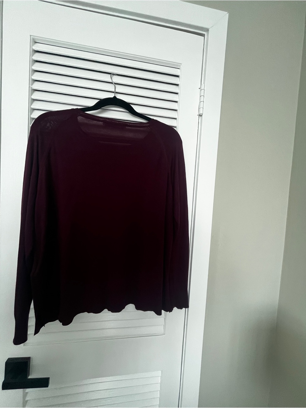 Zara Long Sleeve Crewneck fine knit Top - Deep Wine / Burgundy size XL - Picture 5 of 11